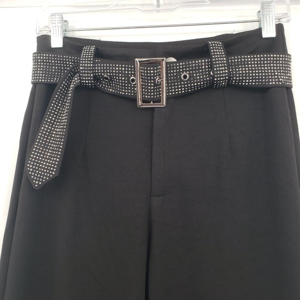 NYLON APPAREL Silver Sparkle Studded Fringe High Waist Western Cha Cha Pants NWT - Picture 7 of 13